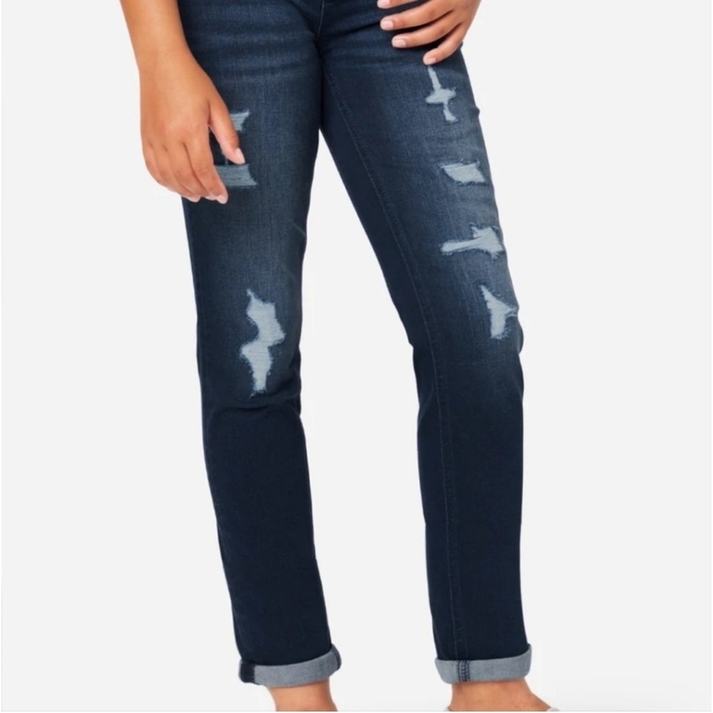 New! JUSTICE•destructed girlfriend crop jeans O.